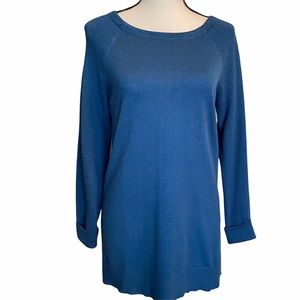 LOFT Blue Textured-Sleeve Sweater